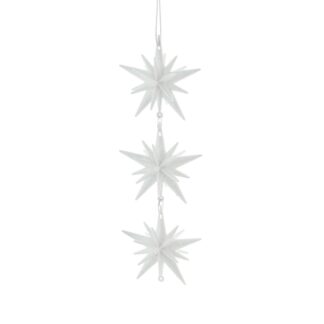 Christmas Tree Decoration - White And Iridescent Glitter Starburst Drop