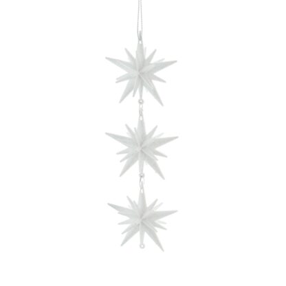 Christmas Tree Decoration - White And Iridescent Glitter Starburst Drop