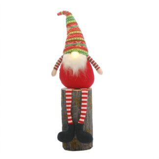 Christmas Decoration - Led Light Dangly Legs Red And Green Gonk