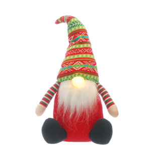 Christmas Home Decor - Led Light Red And Green Sitting Gonk