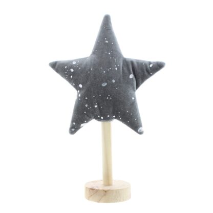Christmas Decoration - Tabletop Grey Star On Wooden Base