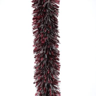 Christmas Tree Decoration - Burgundy And Silver Embossed Tinsel - 2m