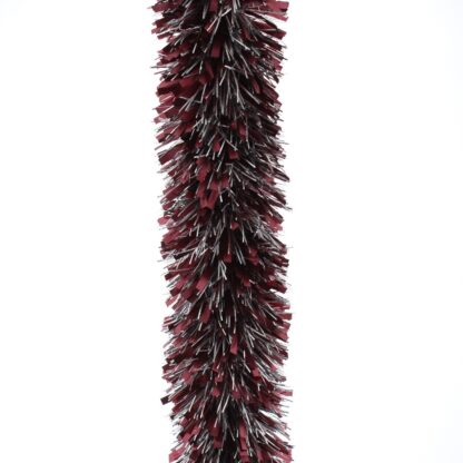 Christmas Tree Decoration - Burgundy And Silver Embossed Tinsel - 2m