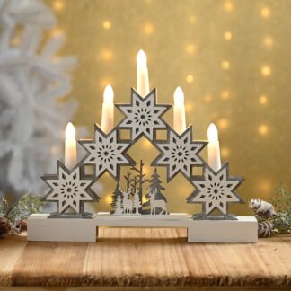 Christmas Decoration - Star And Reindeer Candle Bridge