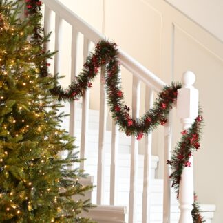 Christmas Tree Decoration - Long Dragon Red And Dark Aglan Tinsel - 5m