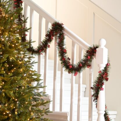 Christmas Tree Decoration - Long Dragon Red And Dark Aglan Tinsel - 5m