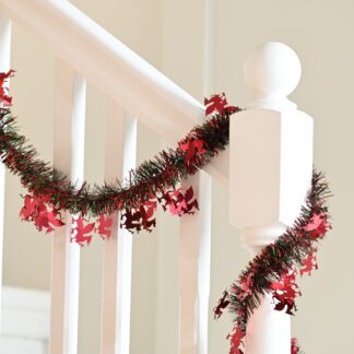 Christmas Tree Decoration - Extra Long Welsh Dragon Red And Green Tinsel - 10m