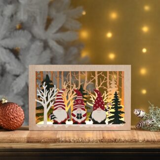 Christmas Decoration - Led Woodland Gonks Scene