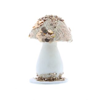 Christmas Decoration - White And Gold Toadstool