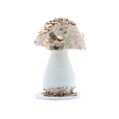 Christmas Decoration - White And Gold Toadstool