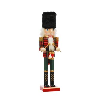 Christmas Decoration - Red Tartan Nutcracker With Drum