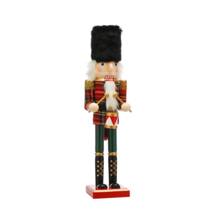 Christmas Decoration - Red Tartan Nutcracker With Drum