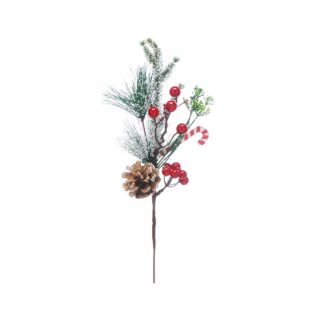 Christmas Decoration - Candy Cane And Red Berries Christmas Pick