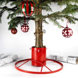 Contemporary Christmas Tree Stand in Red - For Trees Up To 8ft Tall