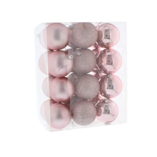 Christmas Tree Decorations - Assorted Light Pink Baubles  - Pack of 24