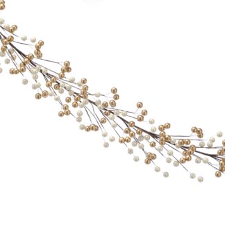 Christmas Decoration  - White And Gold Berry Garland