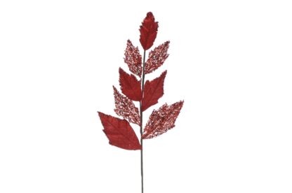 Christmas Floristry Decoration - Red Velvet Leaf Stem