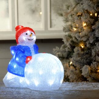 Christmas Indoor Lighting - Acrylic Snowman With Snowball