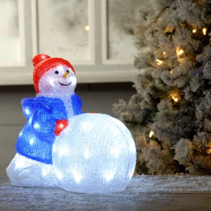 Christmas Indoor Lighting - Acrylic Snowman With Snowball