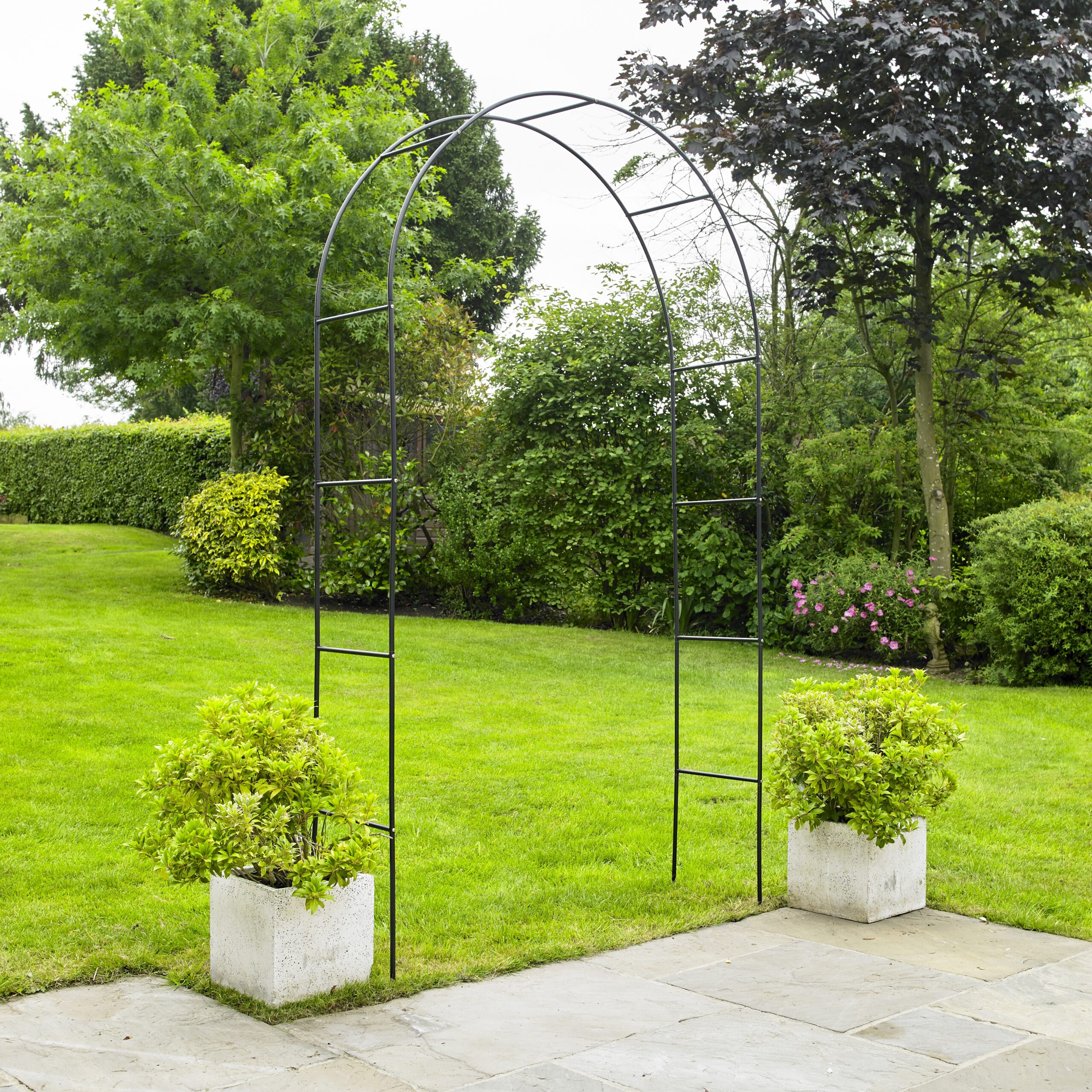 Black Metal Garden Arch - Perfect For Climbing Plants - 2.4m Tall