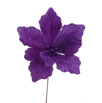 Christmas Floristry Decoration - Purple Velvet Magnolia Stem