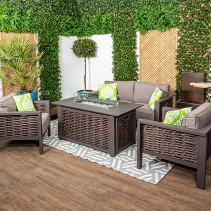 Rome - Luxury Garden Furniture - Sofa Set With Two Chairs And Firepit Table