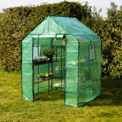 3 Tier Walk in Greenhouse With Reinforced Cover - 143cm x 143cm x 195cm