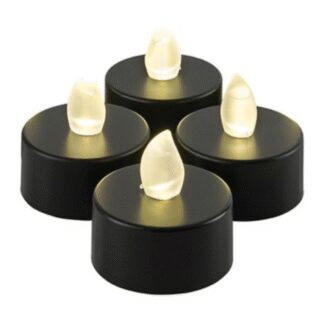 Halloween - Black Flickering Tea Lights - Pack of 4