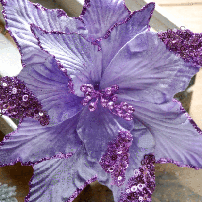 Lilac Velvet Poinsettia - Christmas Floristry Decoration
