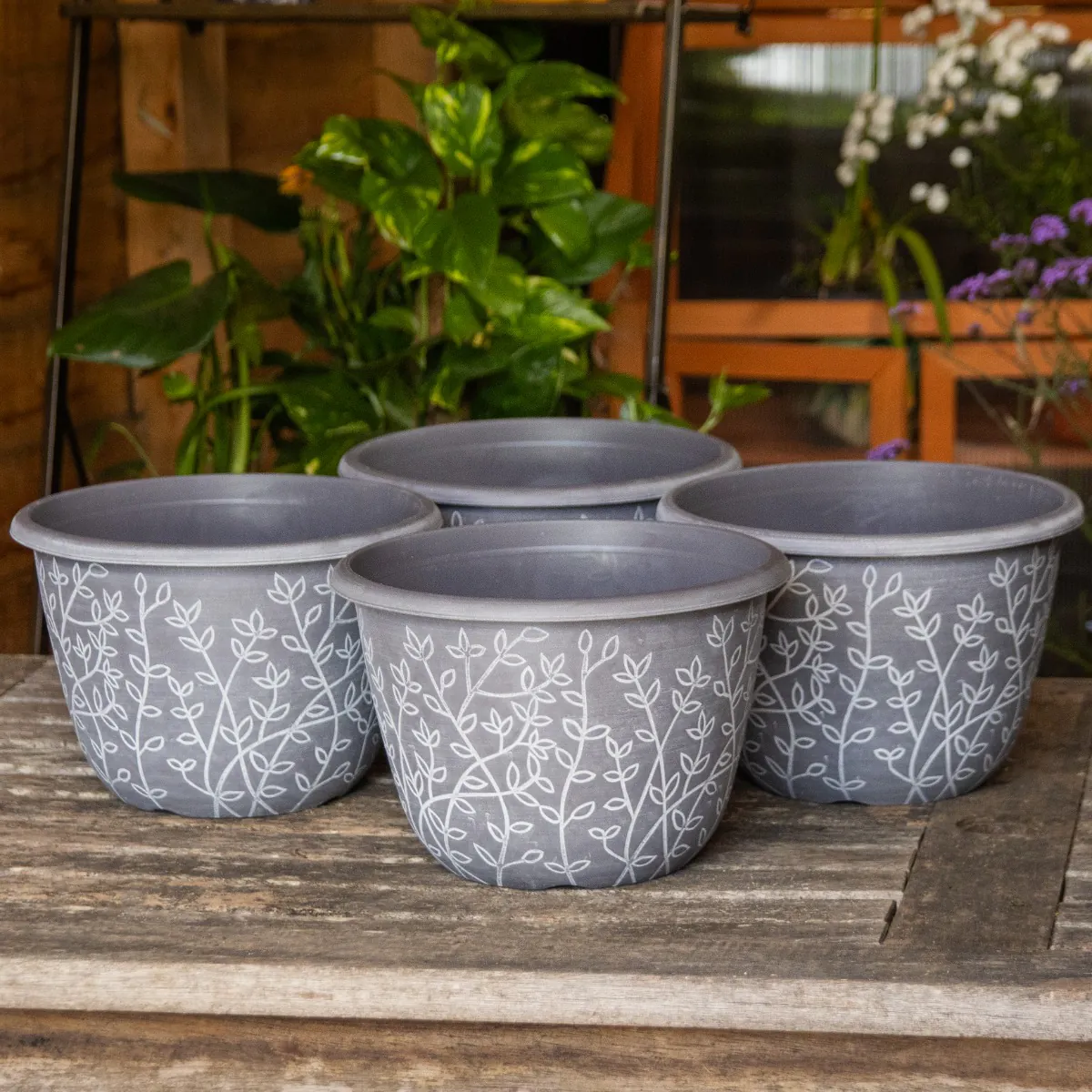 Pack of Four - Pastel Grey Serenity Planter (30cm)