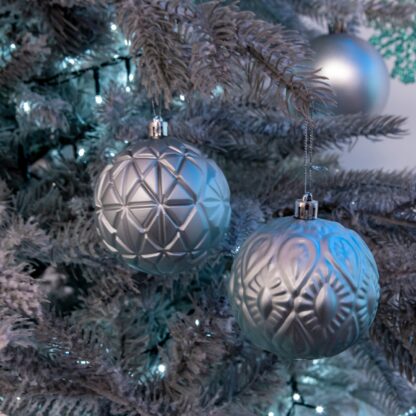 Assorted Grey Pattern Baubles - Pack of 12 - Christmas Tree Decoration