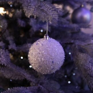 White And Blue - Glitter Baubles - Christmas Tree Decoration - Pack of 12