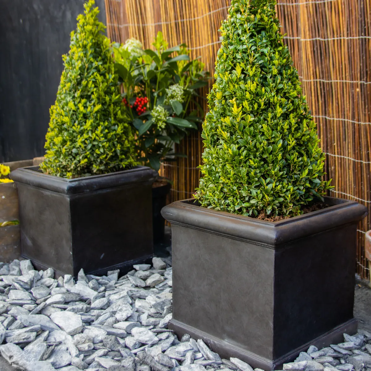 Grosvenor Faux Lead Grey Cube Planter - Medium