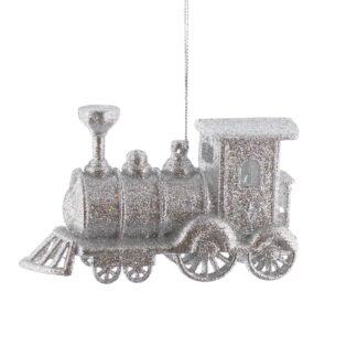Silver Glitter Train Ornament - Christmas Decoration