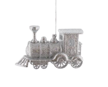Silver Glitter Train Ornament - Christmas Decoration