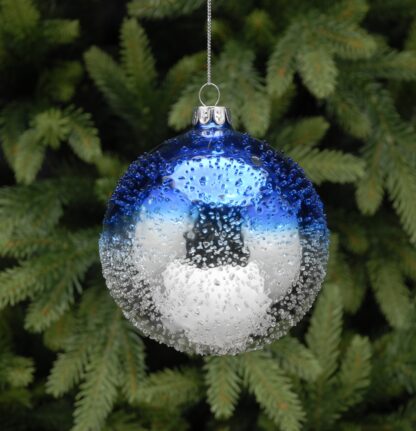 Christmas Tree Decoration -  Blue & Silver Textured Bauble