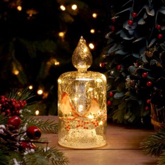 Clear Glass Candle With Reindeer - Christmas Decoration