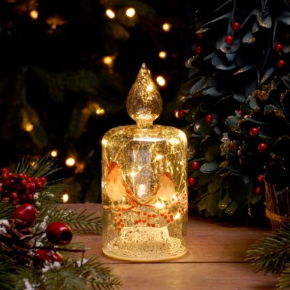 Clear Glass Candle With Reindeer - Christmas Decoration
