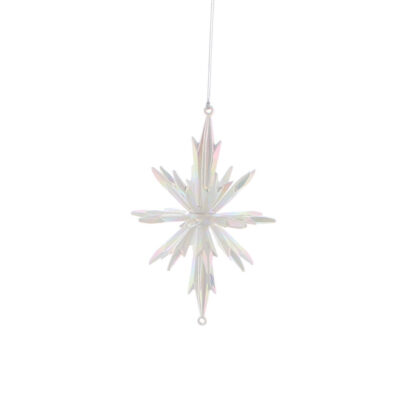 White Iridescent Hanging Starburst - Christmas Tree Decoration