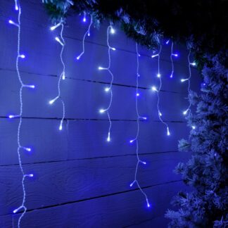 240 Blue/White 4 Way Snowing Icicle Lights - Christmas Lights
