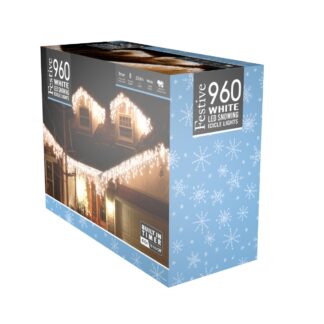960 White 4 Way Snowing Icicle Lights - Christmas Lights