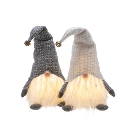 Pair of Light Up Grey Gonk Ornaments - Christmas Decoration