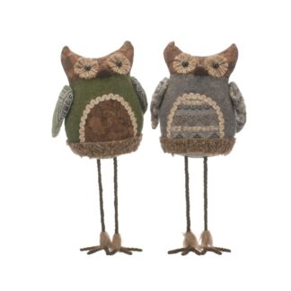 Christmas Decoration - Assorted Grey And Green Owls