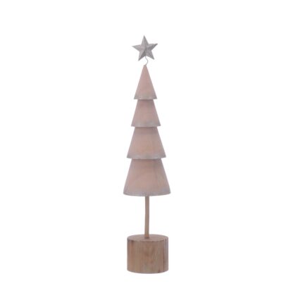 Christmas Table Decoration - Pink Wooden Tree With Star