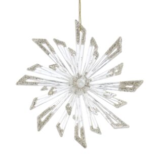 Clear And Bright Silver Starburst - Christmas Tree Decoration