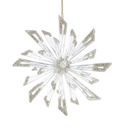 Clear And Bright Silver Starburst - Christmas Tree Decoration