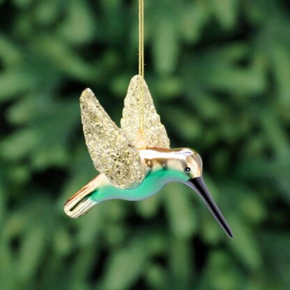 Green Glass Humming Bird - Christmas Tree Decoration