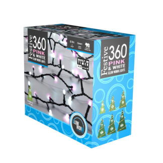 360 Pink And White Glow-Worm Lights - Christmas Lights