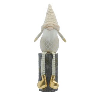 Gold And White Dangly Legs Gonk - Christmas Decoration