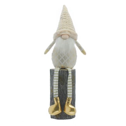 Gold And White Dangly Legs Gonk - Christmas Decoration